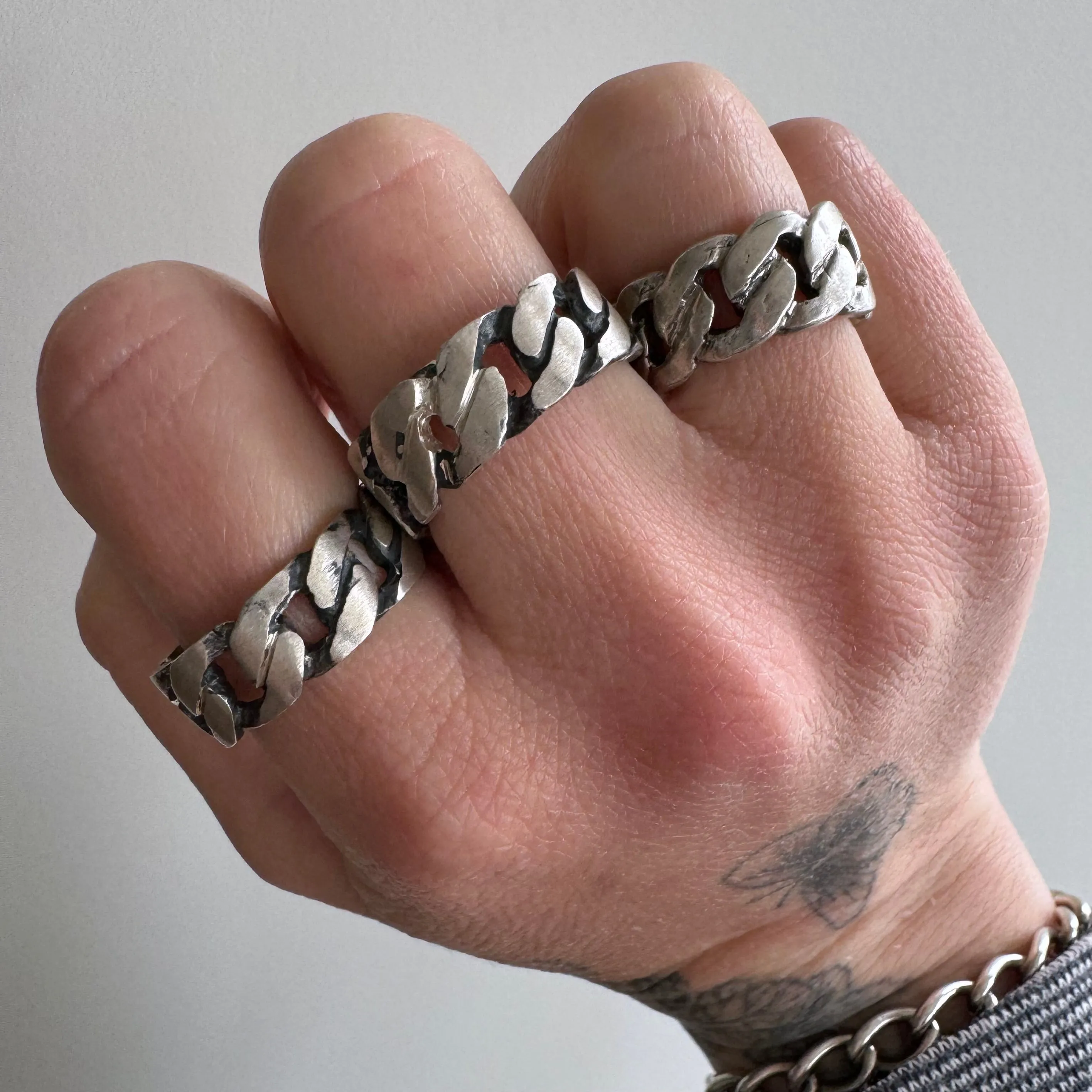 V I N T A G E // curb stacker / chunky sterling silver curb style rings / sizes 4.5-ish, 8.25-ish